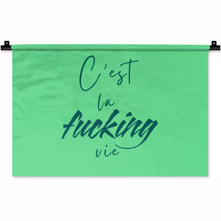 c'est la fucking vie - Groen - Penseelstijl Wandkleed katoen klein -zz3d