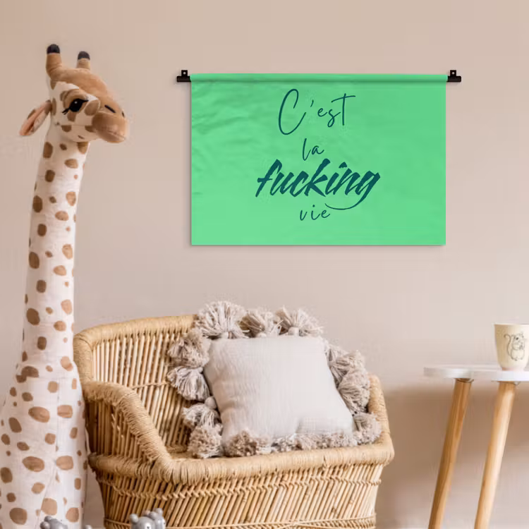 c'est la fucking vie - Groen - Penseelstijl Wandkleed katoen klein -wsfeer5_kind