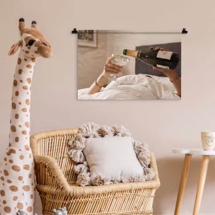 Champagne - Bed - Bubbels Wandkleed katoen klein -wsfeer5_kind