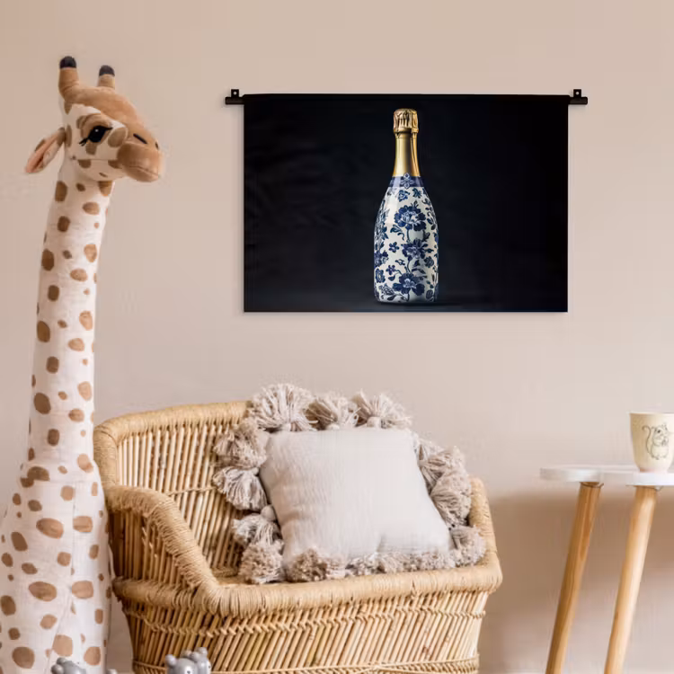 Champagne - Bloemen - Goud - Chique Wandkleed katoen klein -wsfeer5_kind