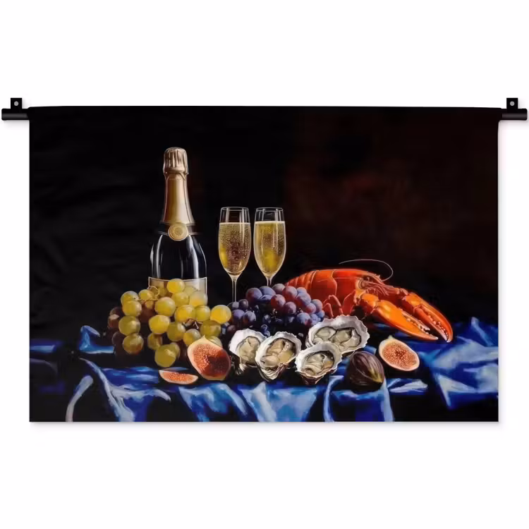 Champagne - Luxe - Oesters Wandkleed katoen klein -zz3d