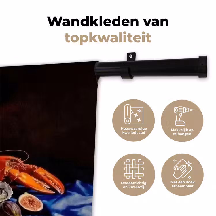 Champagne - Luxe - Oesters Wandkleed katoen klein -sfeer2