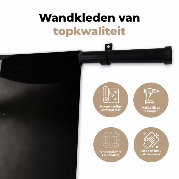 Champagnefles - Glas - Minimalistisch - Spetters Wandkleed katoen klein -sfeer2