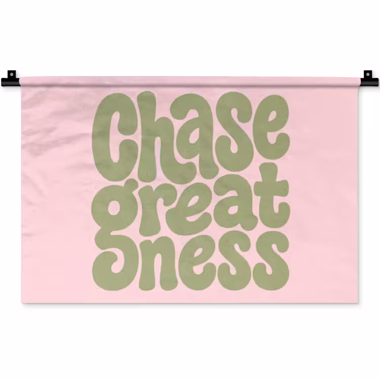 Chase greatness - Groen - Roze - Retro Wandkleed katoen klein -zz3d