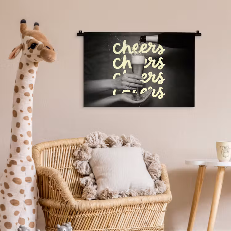 Cheers - Wijn - Zwart - Wit Wandkleed katoen klein -wsfeer5_kind
