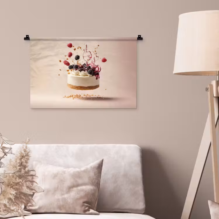 Cheesecake - Eten - Roze - Taart Wandkleed katoen klein -sfeer4
