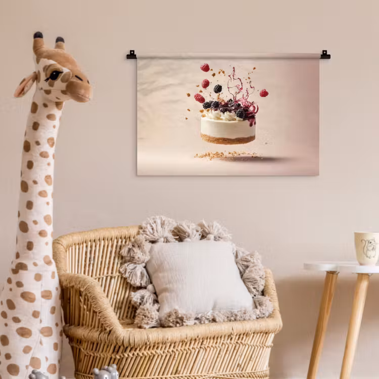 Cheesecake - Eten - Roze - Taart Wandkleed katoen klein -wsfeer5_kind