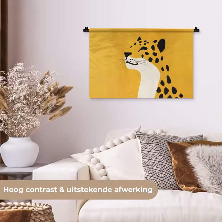 Cheetah - Illustratie - Geel Wandkleed katoen klein -sfeer1