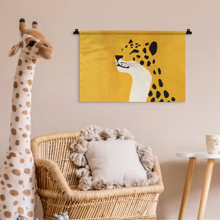 Cheetah - Illustratie - Geel Wandkleed katoen klein -wsfeer5_kind