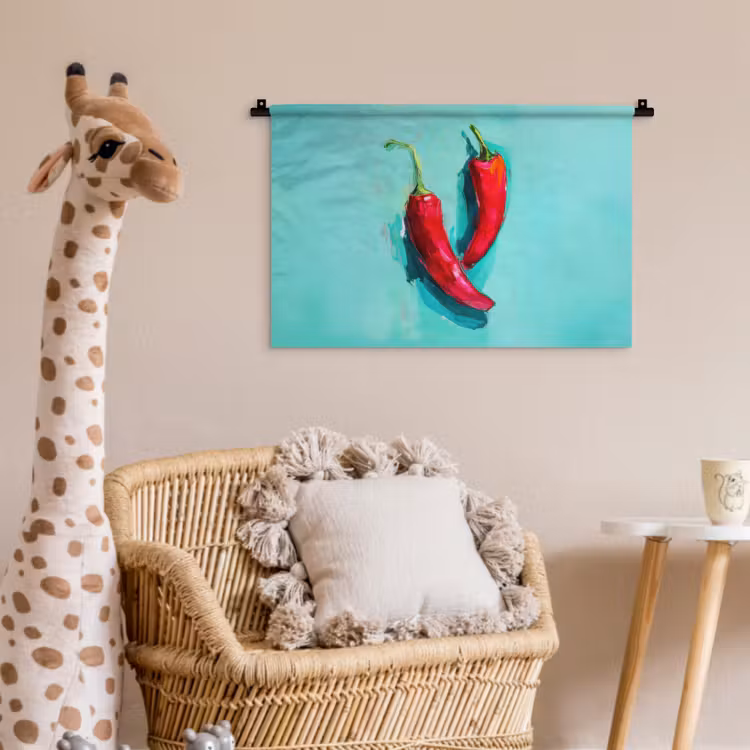 Chilipepers - Geverfd - Rood Wandkleed katoen klein -wsfeer5_kind