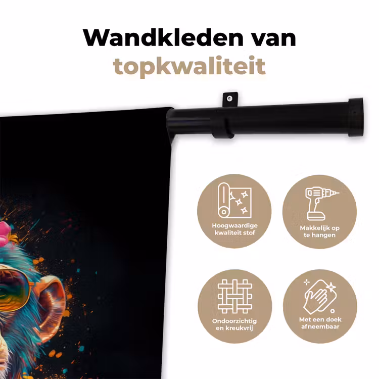 Chimpansee met Hawaii blouse Wandkleed katoen klein -sfeer2