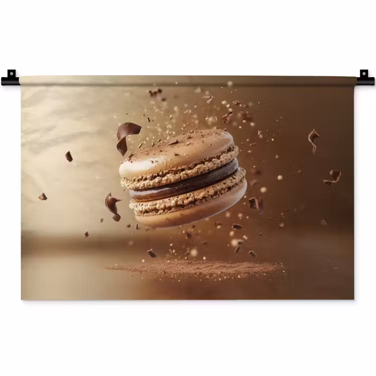 Chocolade - Macarons - Eten - Snoep Wandkleed katoen klein -zz3d