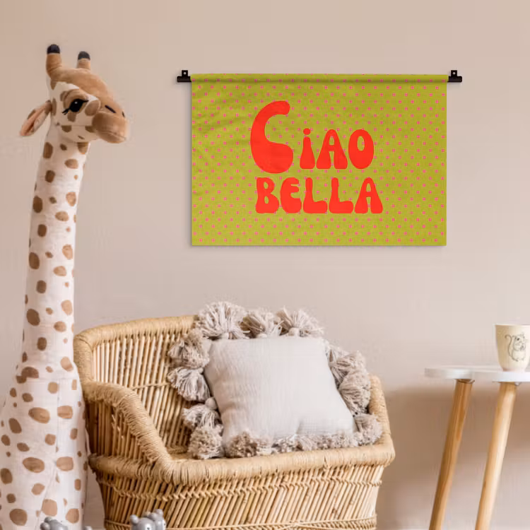 Ciao bella - Rood - Groen - Stippen Wandkleed katoen klein -wsfeer5_kind