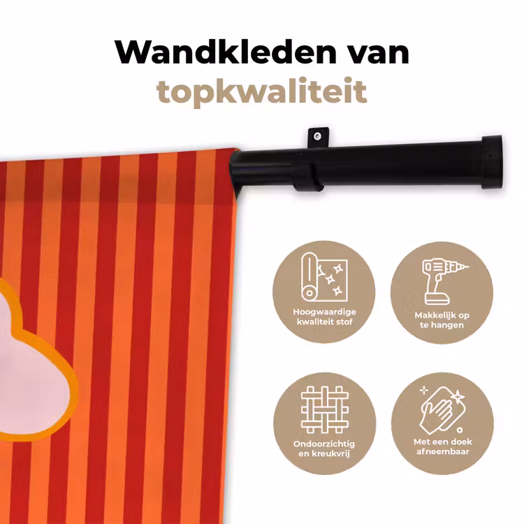 Ciao bella - Tekstwolk - Strepen - Oranje Wandkleed katoen klein -sfeer2