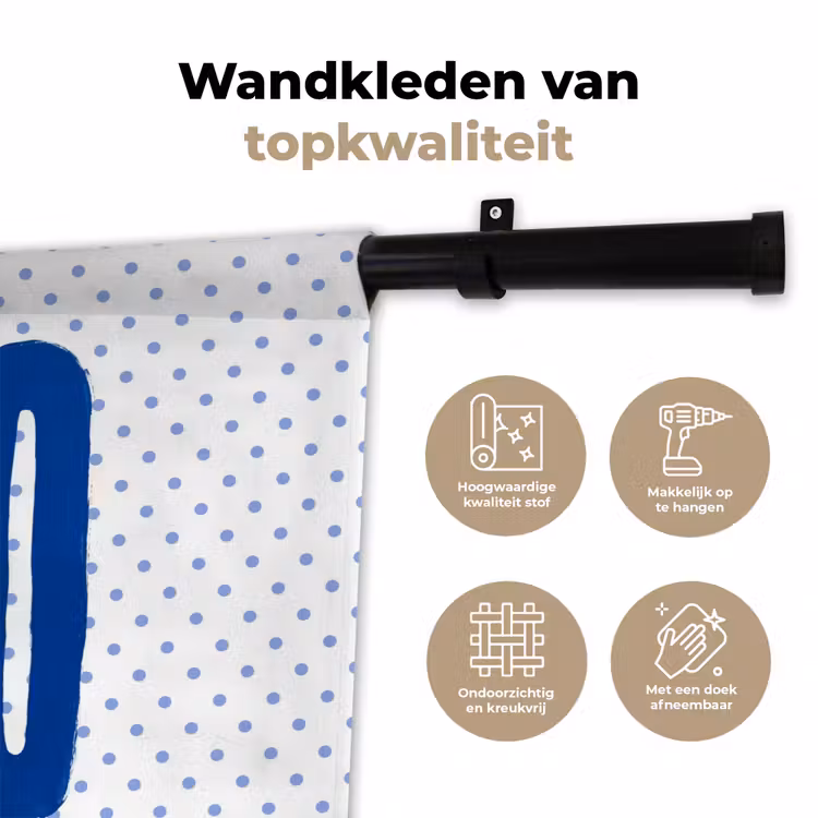 Ciao - Blauw - Stippen Wandkleed katoen klein -sfeer2