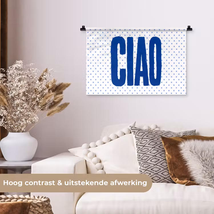 Ciao - Blauw - Stippen Wandkleed katoen klein -sfeer1