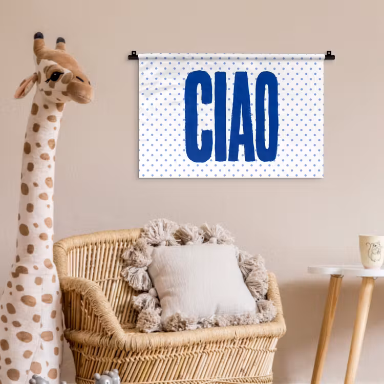 Ciao - Blauw - Stippen Wandkleed katoen klein -wsfeer5_kind