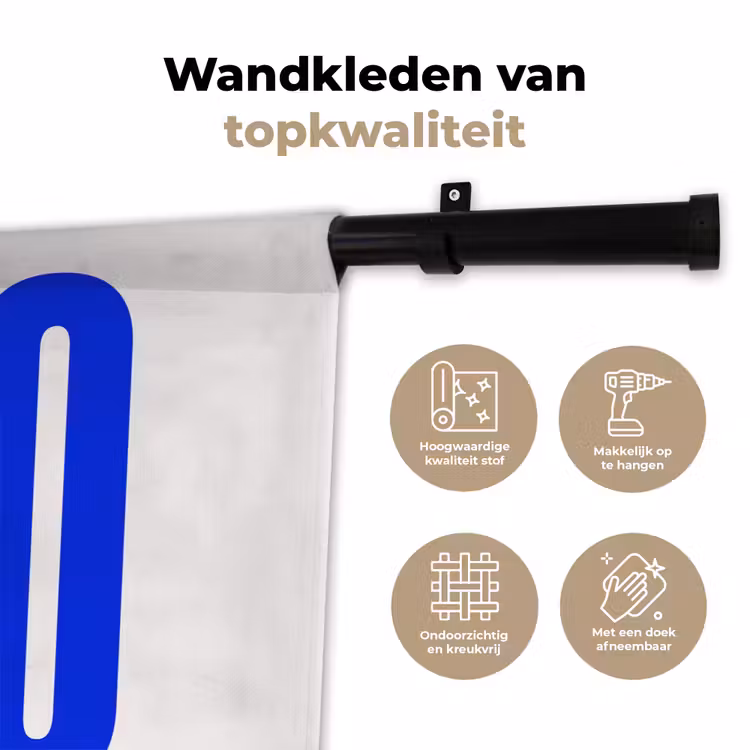 Ciao - Hoofdletters - Blauw - Minimalistisch Wandkleed katoen klein -sfeer2