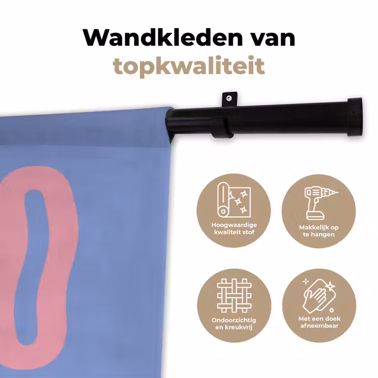 Ciao - Roze - Blauw - Golvend Wandkleed katoen klein -sfeer2