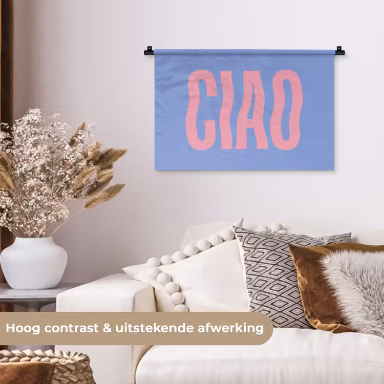Ciao - Roze - Blauw - Golvend Wandkleed katoen klein -sfeer1