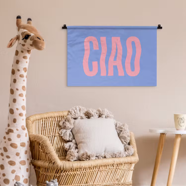 Ciao - Roze - Blauw - Golvend Wandkleed katoen klein -wsfeer5_kind