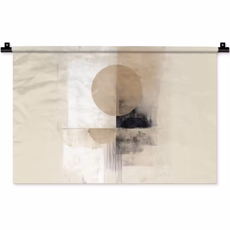 Cirkel - Compositie - Diepte - Beige Wandkleed katoen klein -zz3d
