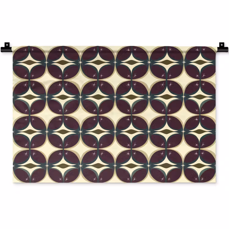 Cirkel - Retro - Kleurrijk Wandkleed katoen klein 269 -zz3d