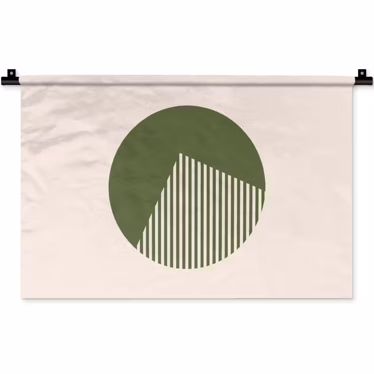 Cirkel - Strepen - Geometrisch - Abstract - Groen Wandkleed katoen klein -zz3d
