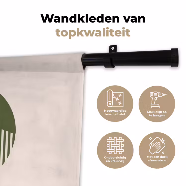 Cirkel - Strepen - Geometrisch - Abstract - Groen Wandkleed katoen klein -sfeer2
