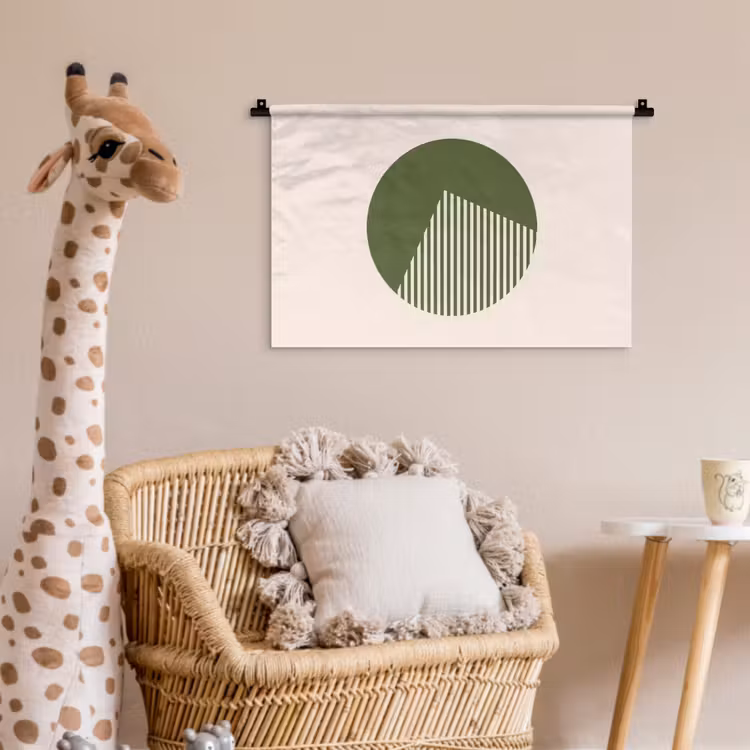 Cirkel - Strepen - Geometrisch - Abstract - Groen Wandkleed katoen klein -wsfeer5_kind