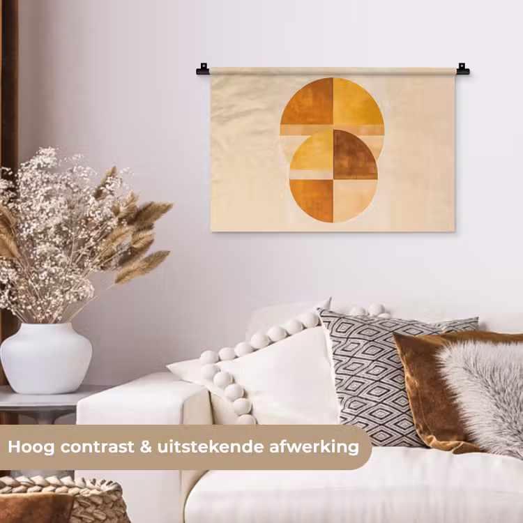 Cirkels - Geel - Minimalistisch Wandkleed katoen klein -sfeer1