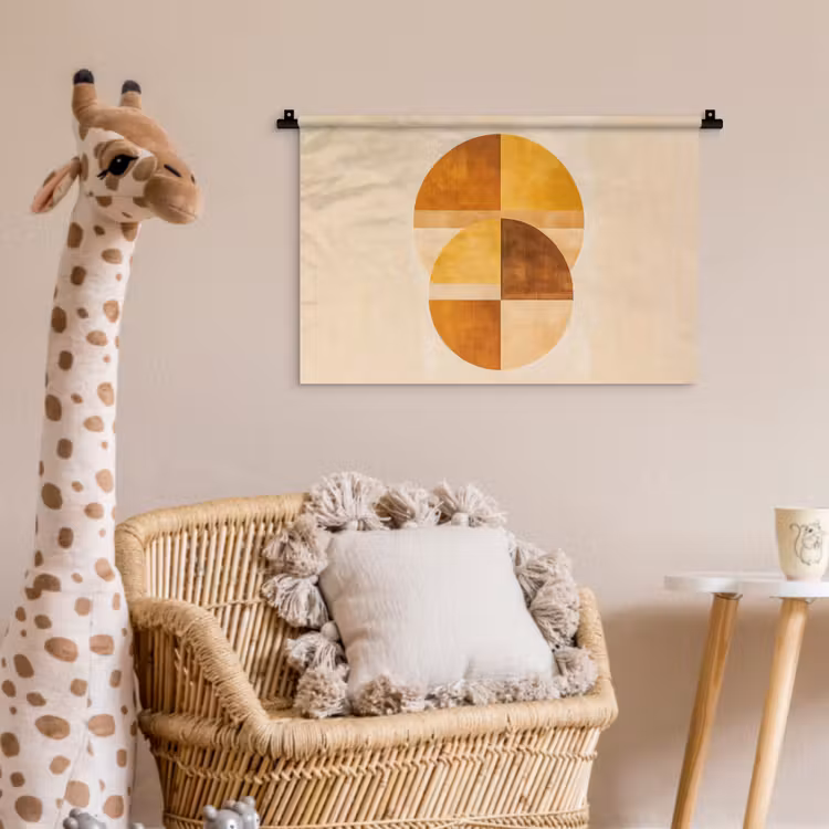 Cirkels - Geel - Minimalistisch Wandkleed katoen klein -wsfeer5_kind