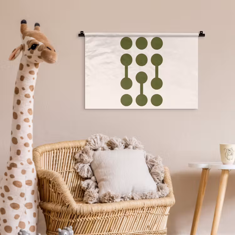 Cirkels - Geometrisch - Abstract - Modern - Groen Wandkleed katoen klein -wsfeer5_kind