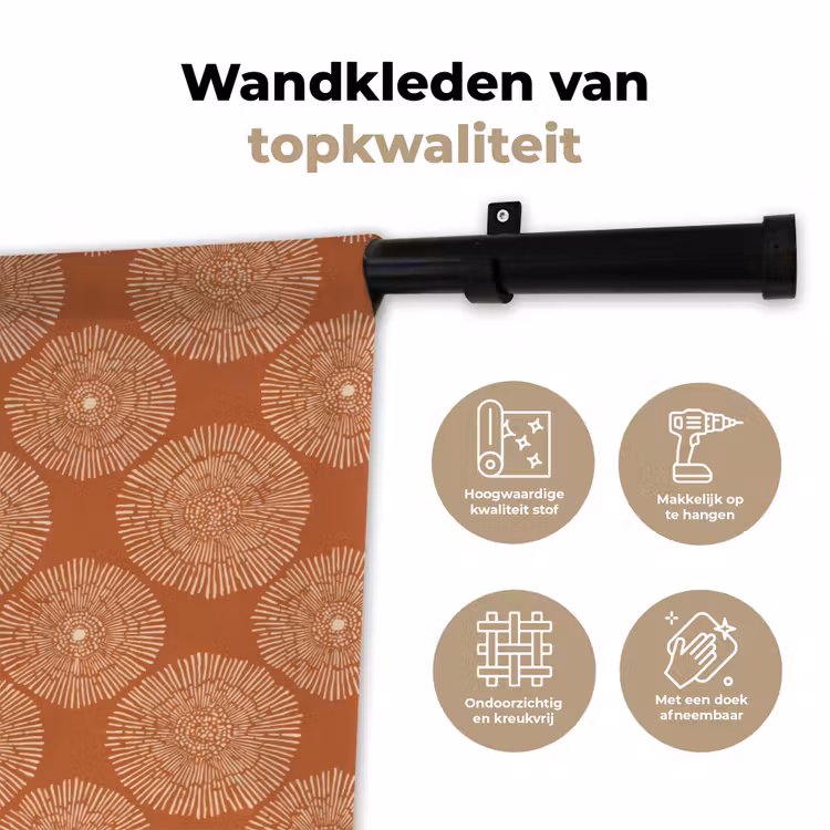 Cirkels - Grafisch - Patroon - Terracotta Wandkleed katoen klein 269 -sfeer2