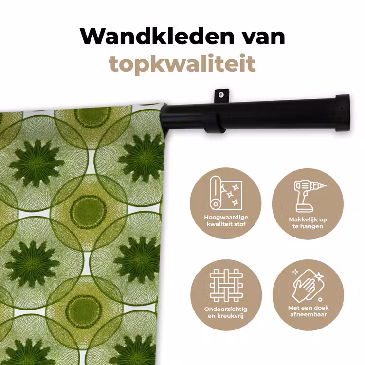 Cirkels - Patroon - Groen Wandkleed katoen klein 269 -sfeer2
