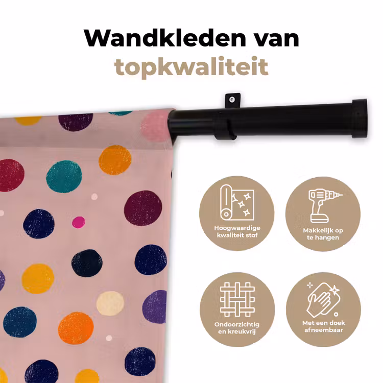 Cirkels - Patroon - Kleurrijk Wandkleed katoen klein 269 -sfeer2