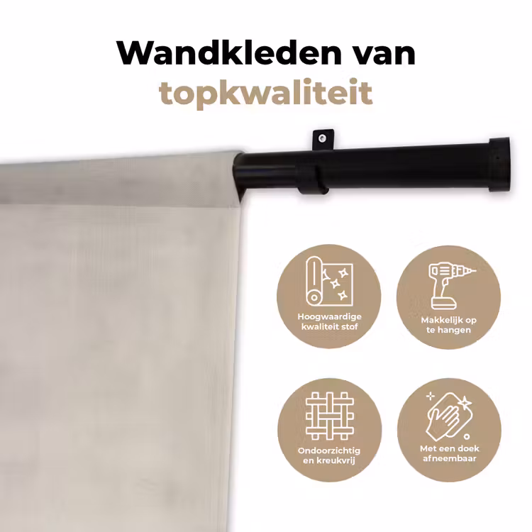 Cirkels - Strepen - Minimalistisch - Zwart Wandkleed katoen klein -sfeer2
