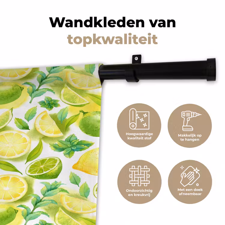 Citroen - Geel - Limoen - Groen Wandkleed katoen klein 269 -sfeer2