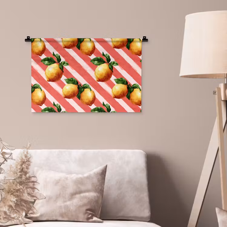 Citroen - Geïllustreerd - Oranje Wandkleed katoen klein 269 -sfeer4