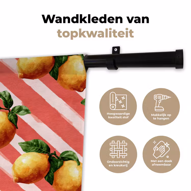 Citroen - Geïllustreerd - Oranje Wandkleed katoen klein 269 -sfeer2