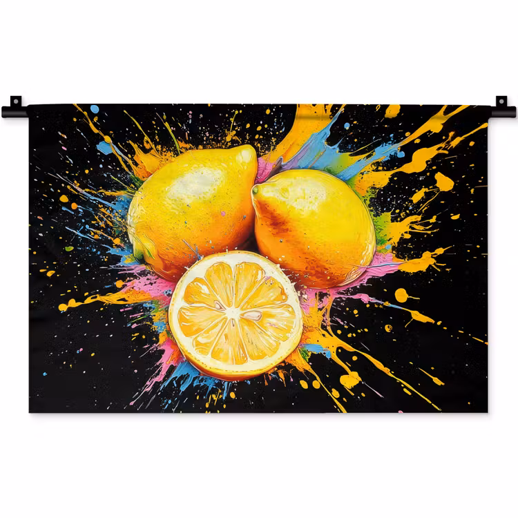 Citroen - Graffiti - Kleurrijk - Verf - Modern Wandkleed katoen klein -zz3d