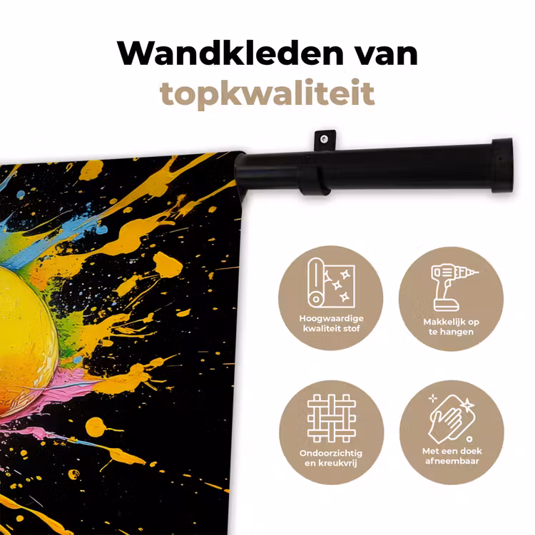 Citroen - Graffiti - Kleurrijk - Verf - Modern Wandkleed katoen klein -sfeer2