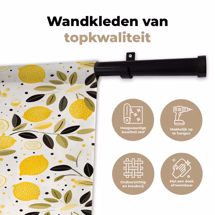 Citroenen - Geel - Wit - Stippen Wandkleed katoen klein 269 -sfeer2