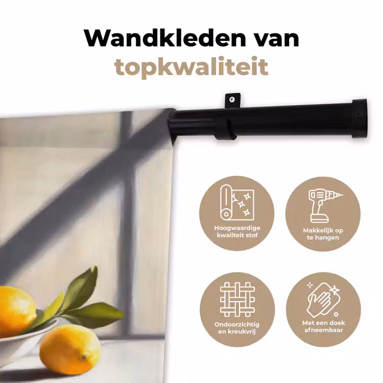 Citroenen - Stilleven - Geel Wandkleed katoen klein -sfeer2