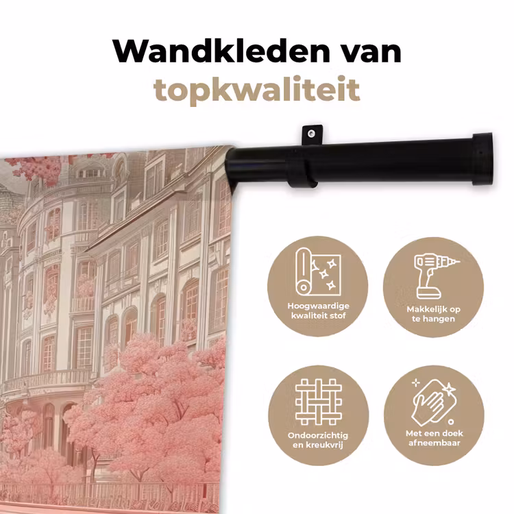 City - Car - Pink Wandkleed katoen klein -sfeer2