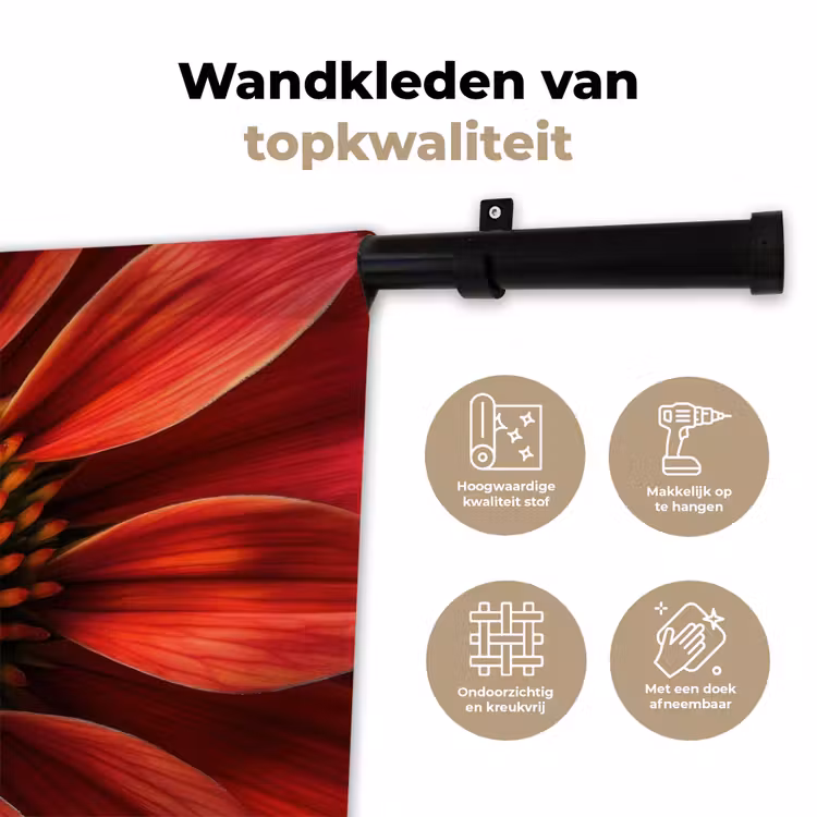 Close up - Bloem- Rood Wandkleed katoen klein -sfeer2