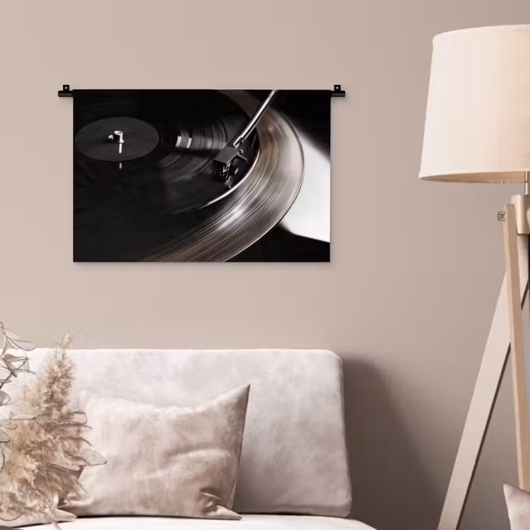 Close-up - Vinylplaat - Platenspeler - Zwart Wandkleed katoen klein -sfeer4