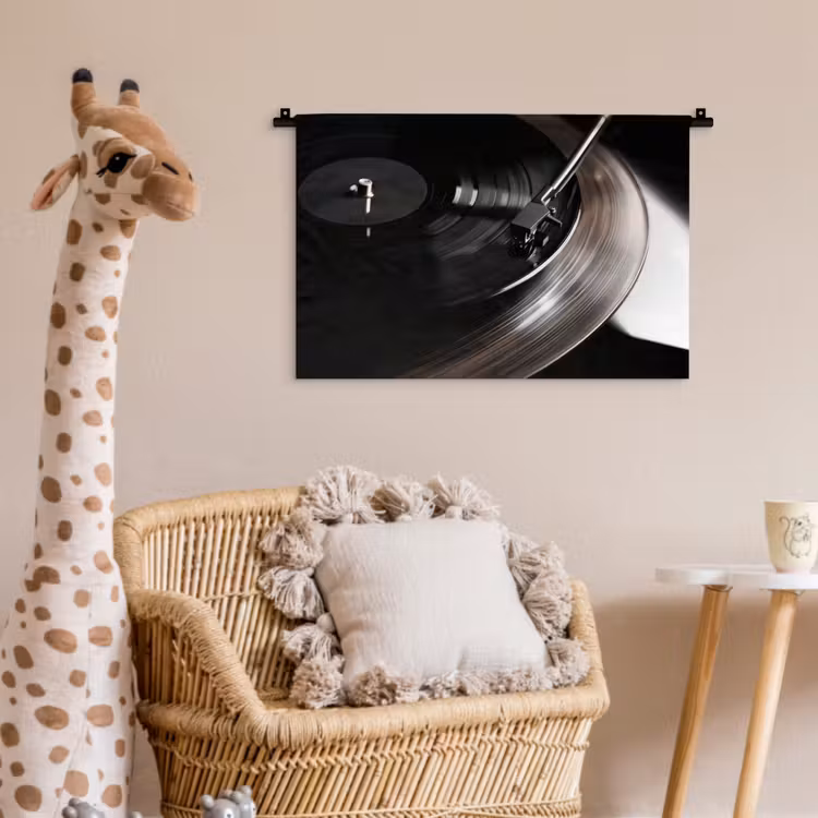 Close-up - Vinylplaat - Platenspeler - Zwart Wandkleed katoen klein -wsfeer5_kind