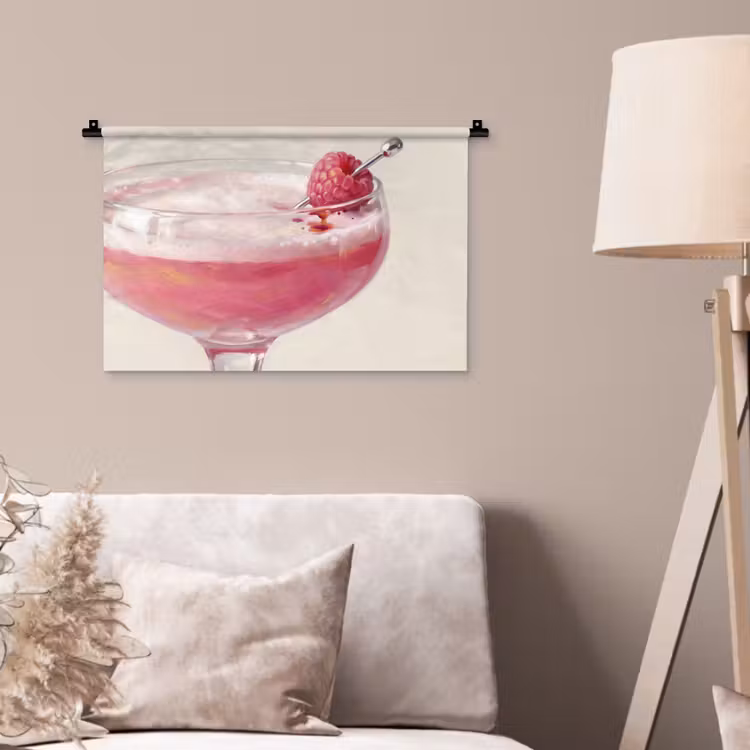 Cocktail - Framboos - Drank - Modern - Roze Wandkleed katoen klein -sfeer4