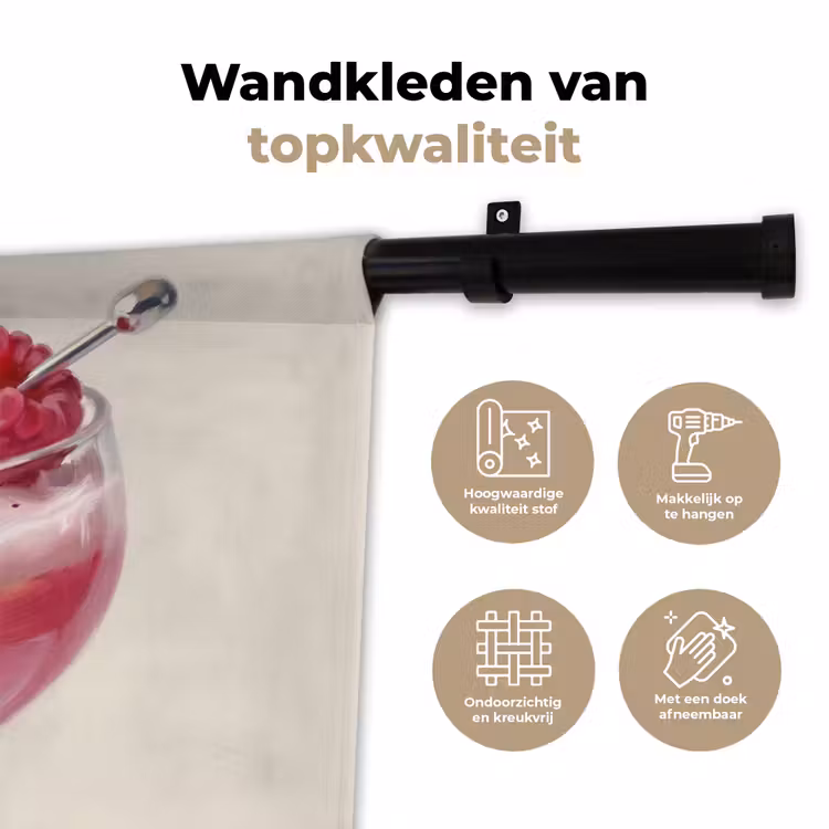 Cocktail - Framboos - Drank - Modern - Roze Wandkleed katoen klein -sfeer2